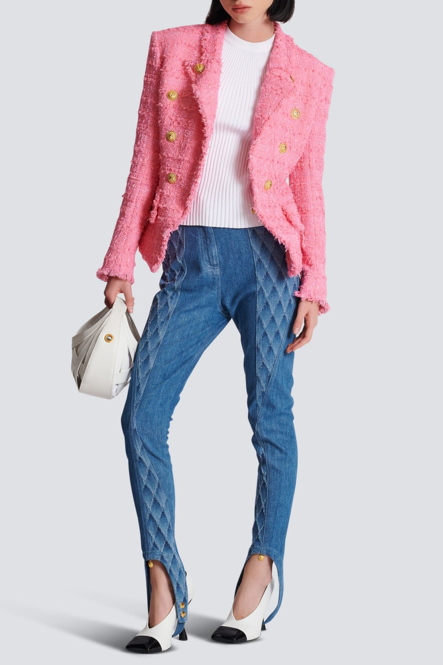 Hazel Gold Buttoned Tweed Jacket