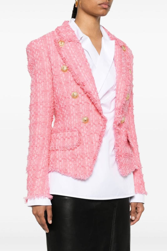 Hazel Gold Buttoned Tweed Jacket