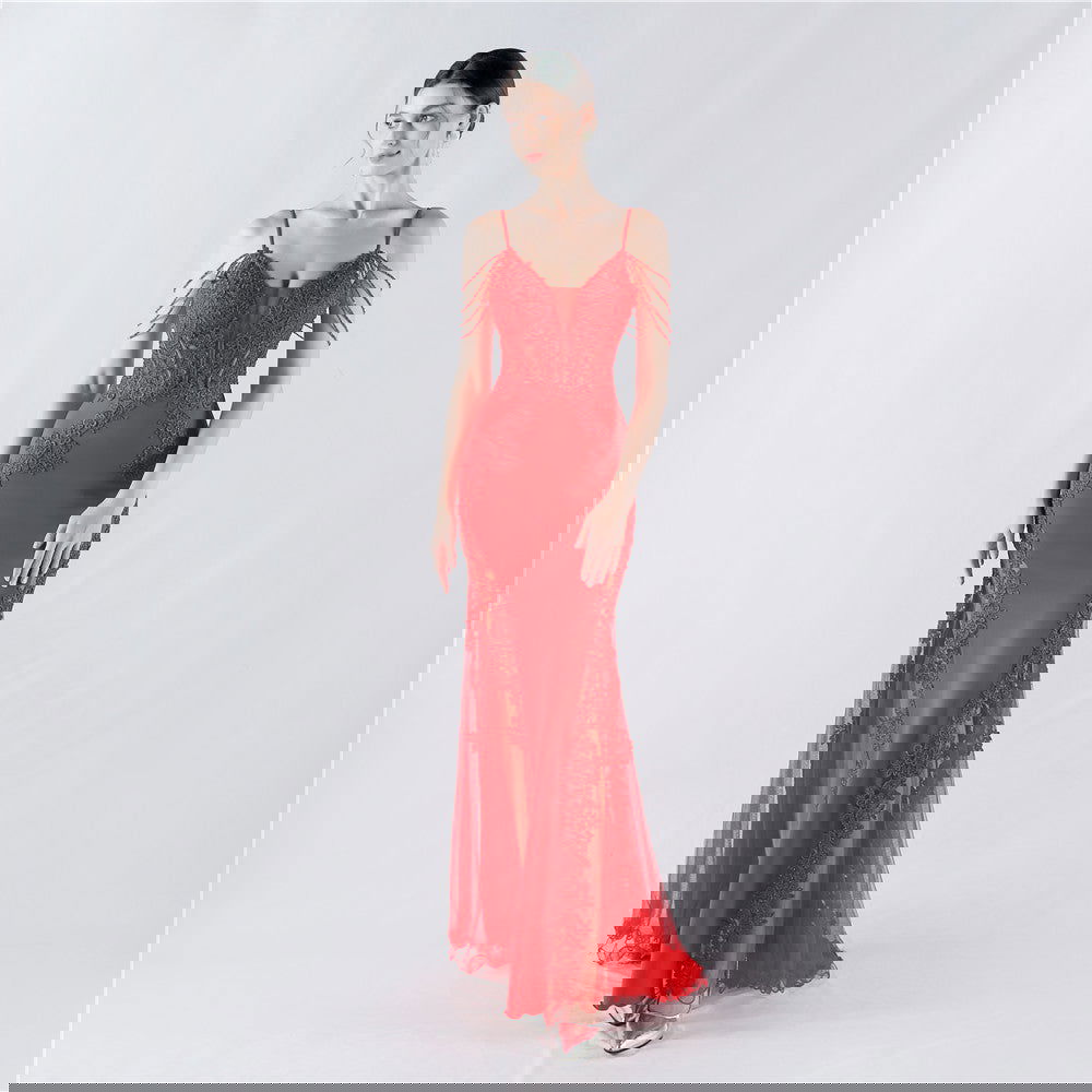 Heavy Embroidery Drilling Boning Corset Vest Lace Beaded High Fork Evening Dress