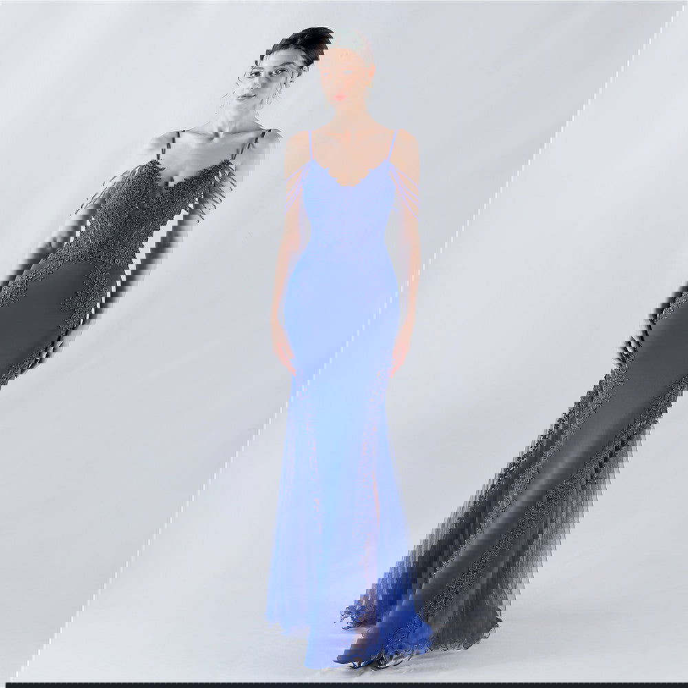 Heavy Embroidery Drilling Boning Corset Vest Lace Beaded High Fork Evening Dress