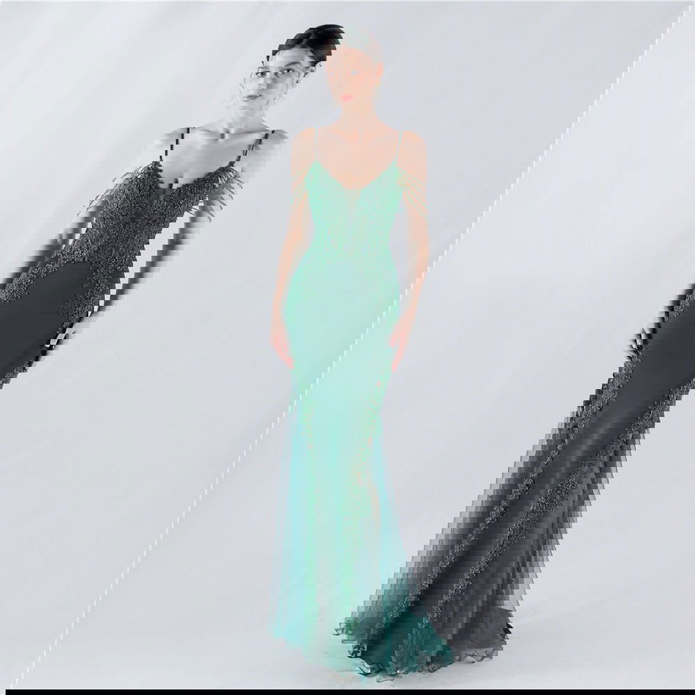 Heavy Embroidery Drilling Boning Corset Vest Lace Beaded High Fork Evening Dress