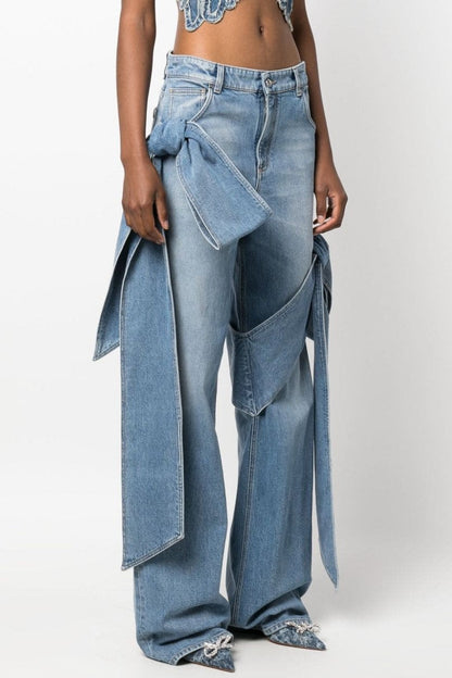 Camille Bow Straight Jeans - Blue