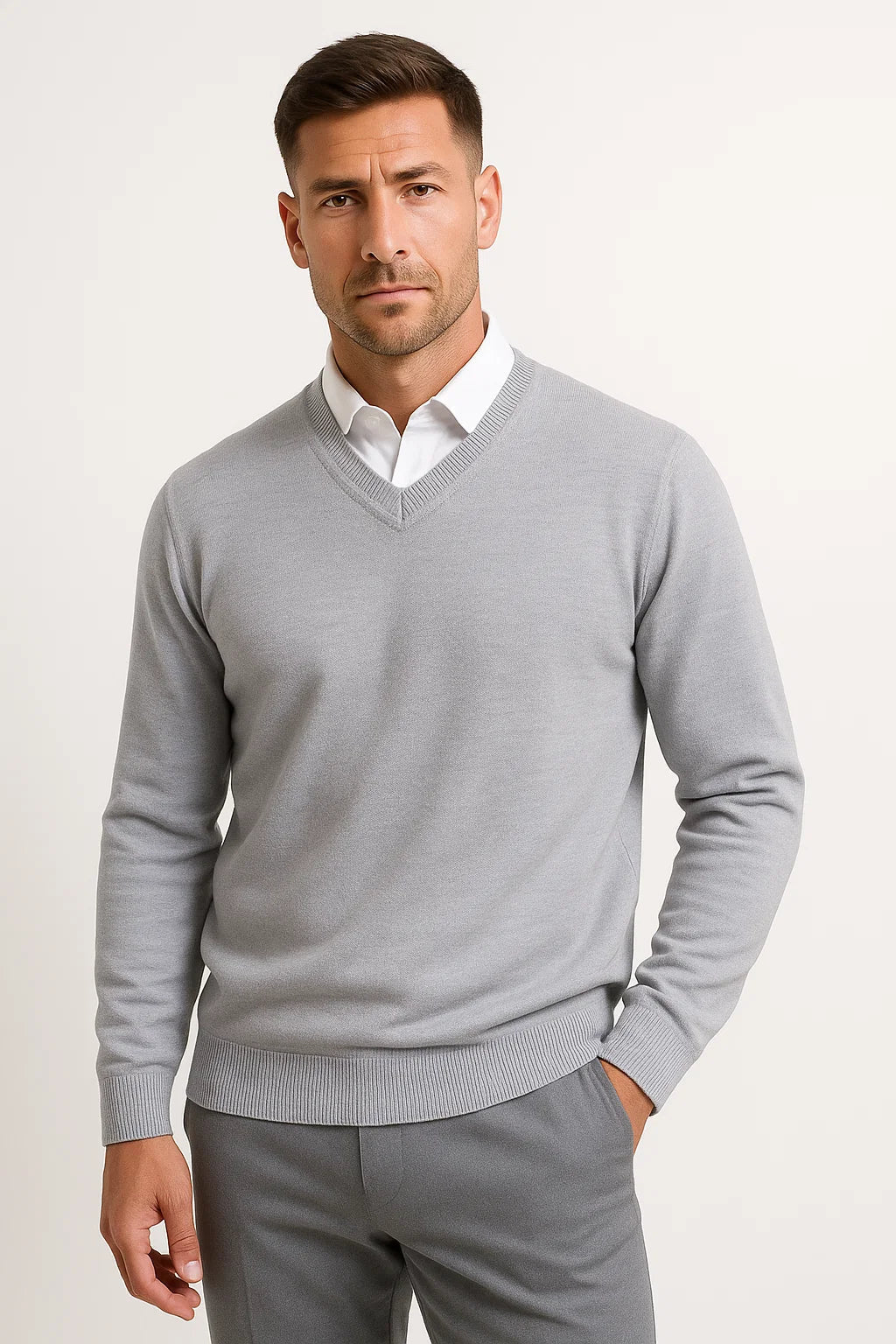Men's V-Neck Sweater | Classic Knit | Maison Essentials