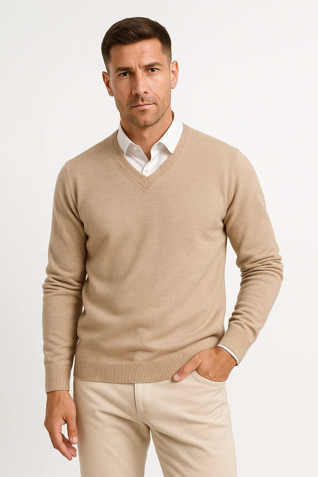 Men's V-Neck Sweater | Classic Knit | Maison Essentials