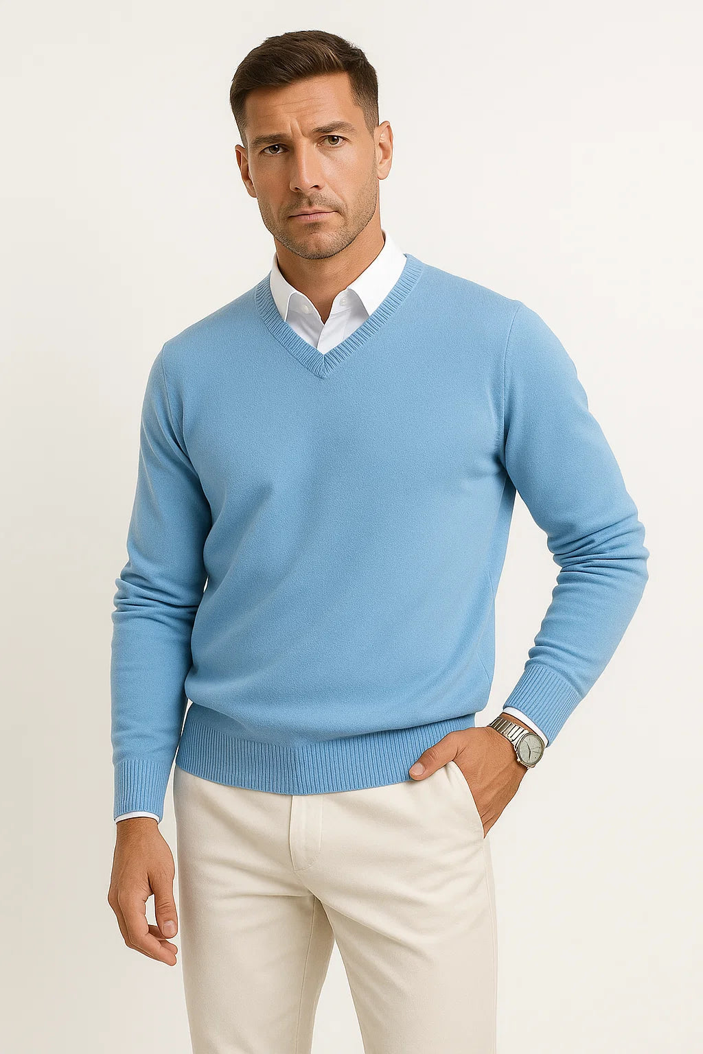 Men's V-Neck Sweater | Classic Knit | Maison Essentials