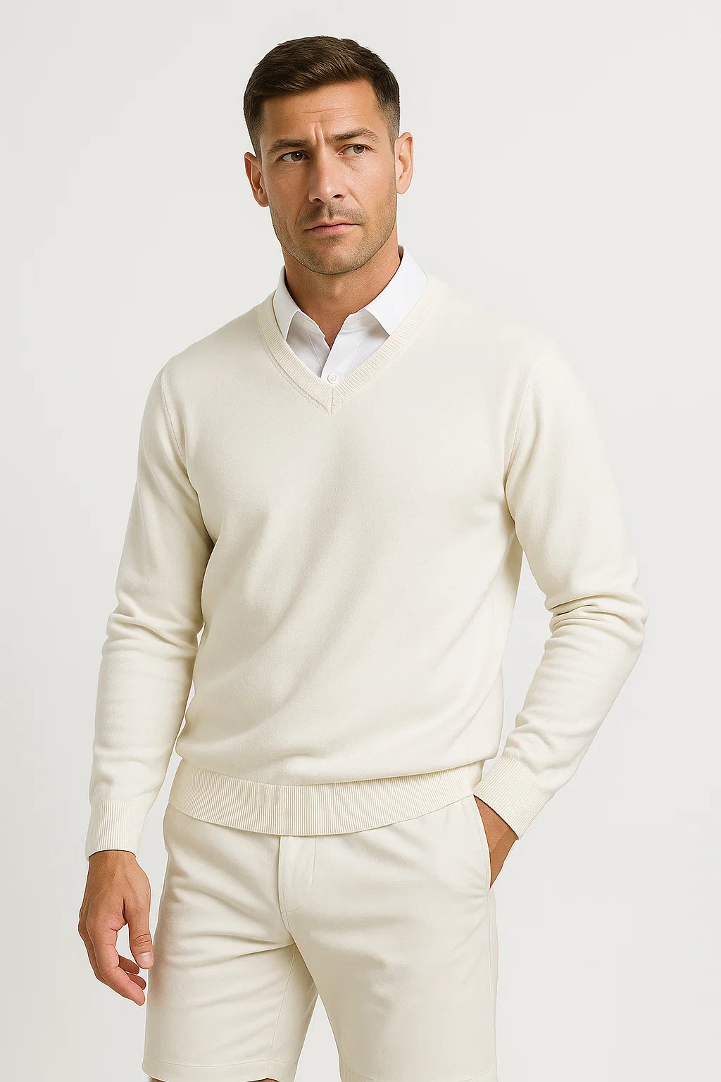 Men's V-Neck Sweater | Classic Knit | Maison Essentials