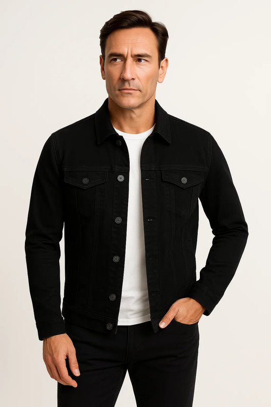 Cotton Blend Denim Jacket | Smart-Casual Regular Fit