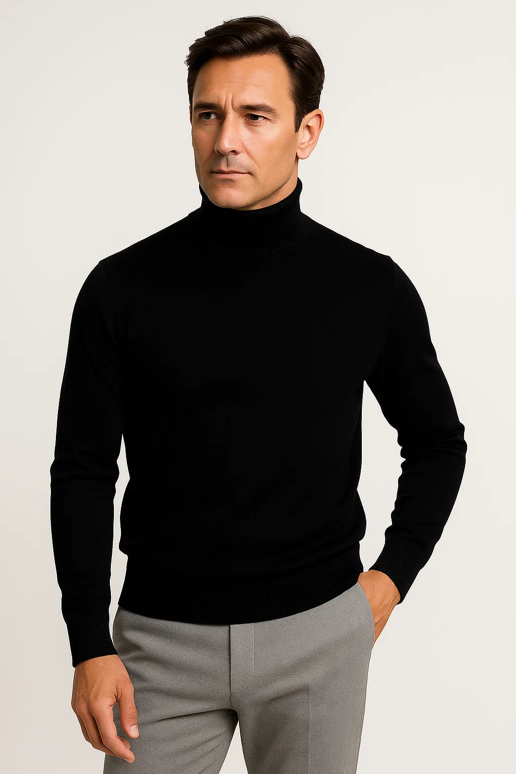 Wool Blend Turtleneck Sweater | Classic Knit | Regular Fit