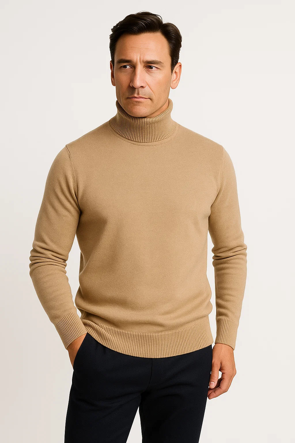 Wool Blend Turtleneck Sweater | Classic Knit | Regular Fit