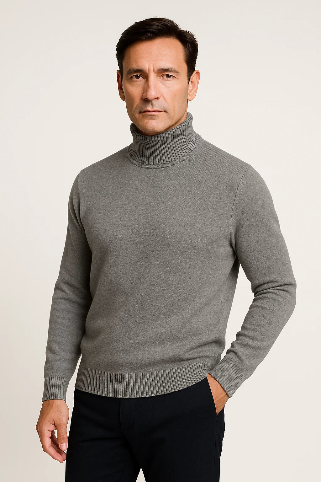 Wool Blend Turtleneck Sweater | Classic Knit | Regular Fit