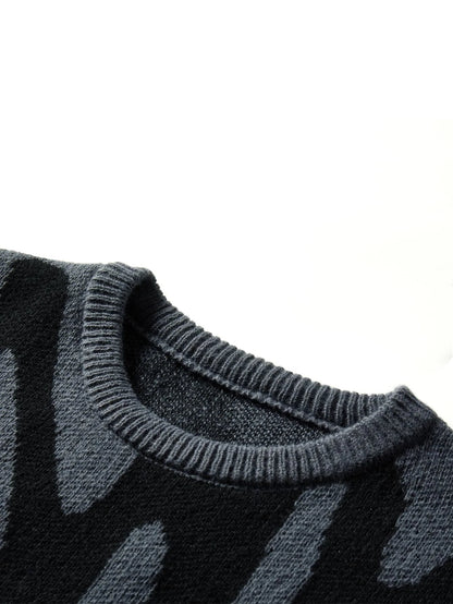 Jacquard Knit Sweater | Abstract Pattern Crew Neck