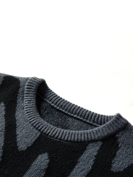 Jacquard Knit Sweater | Abstract Pattern Crew Neck