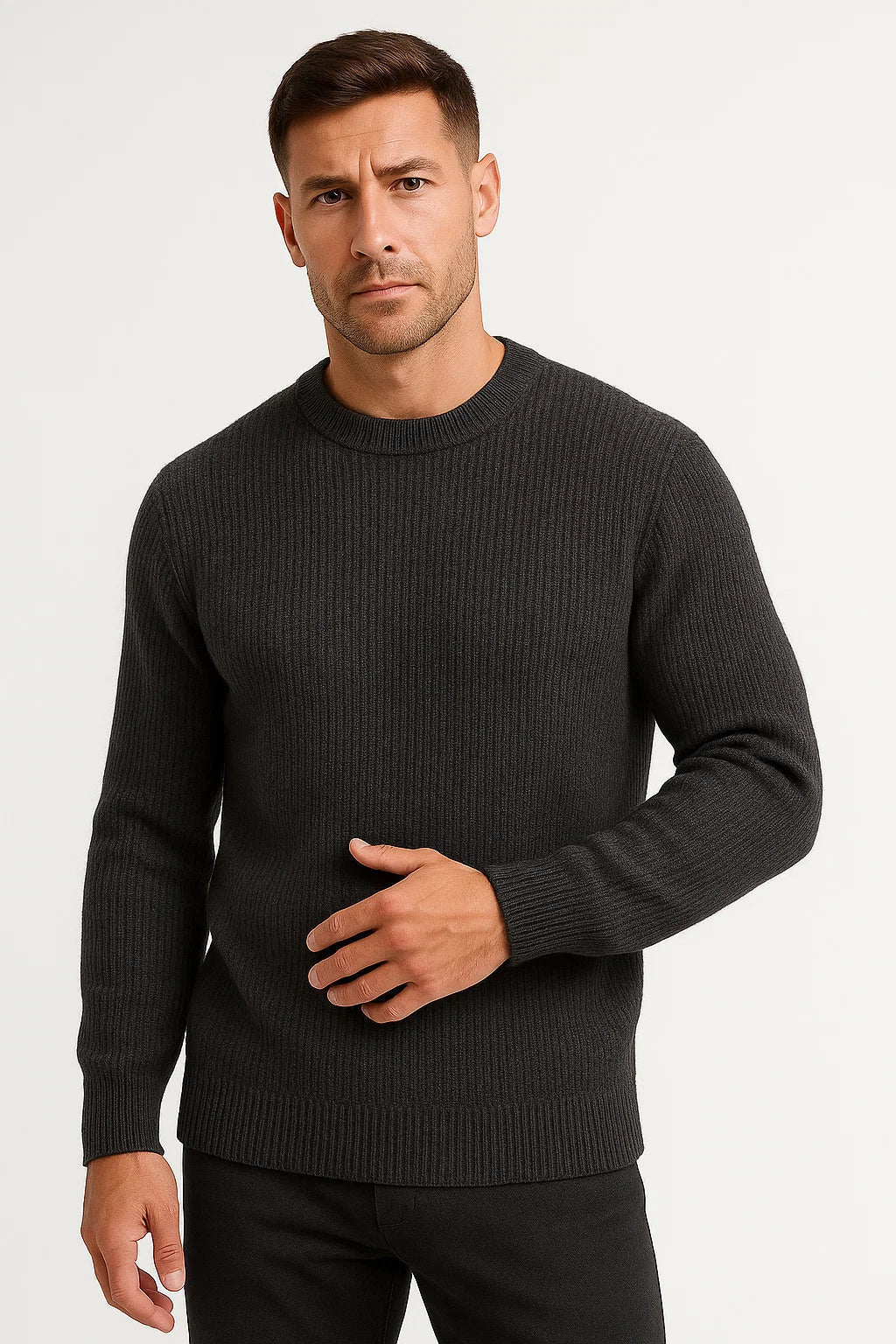 Crew Neck Knit Sweater | Wool Blend | Regular Fit