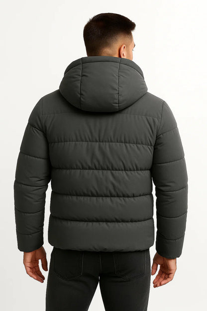 Men's Insulated Puffer Jacket Cotton Blend with Hood
