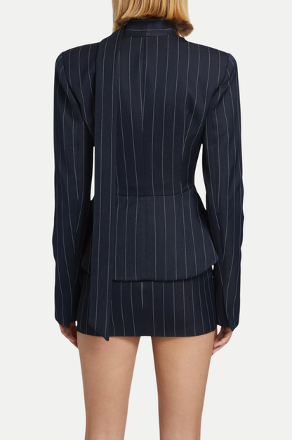 Hibyl Pinstripe Scarf Blazer
