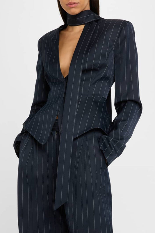 Hibyl Pinstripe Scarf Blazer