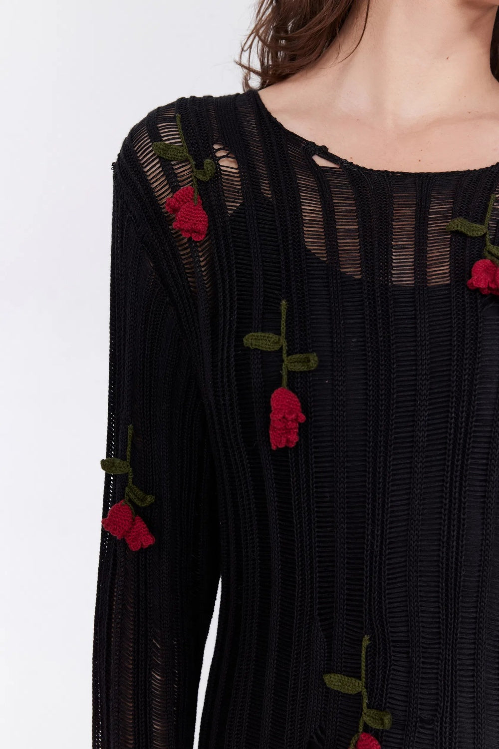 Hilaria Rose Handcrafted Knit Midi Dress - Black