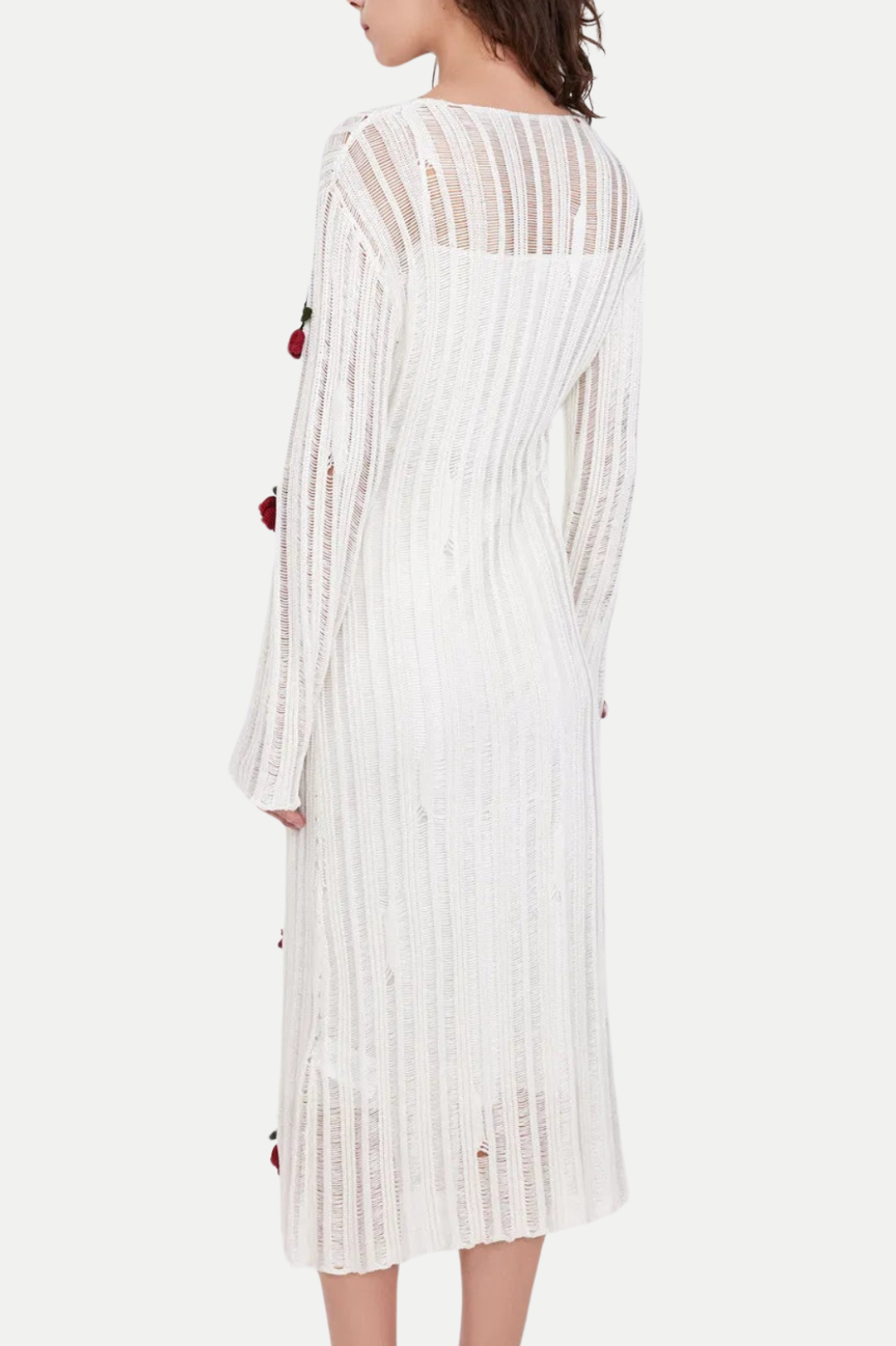 Hilaria Rose Handcrafted Knit Midi Dress - White