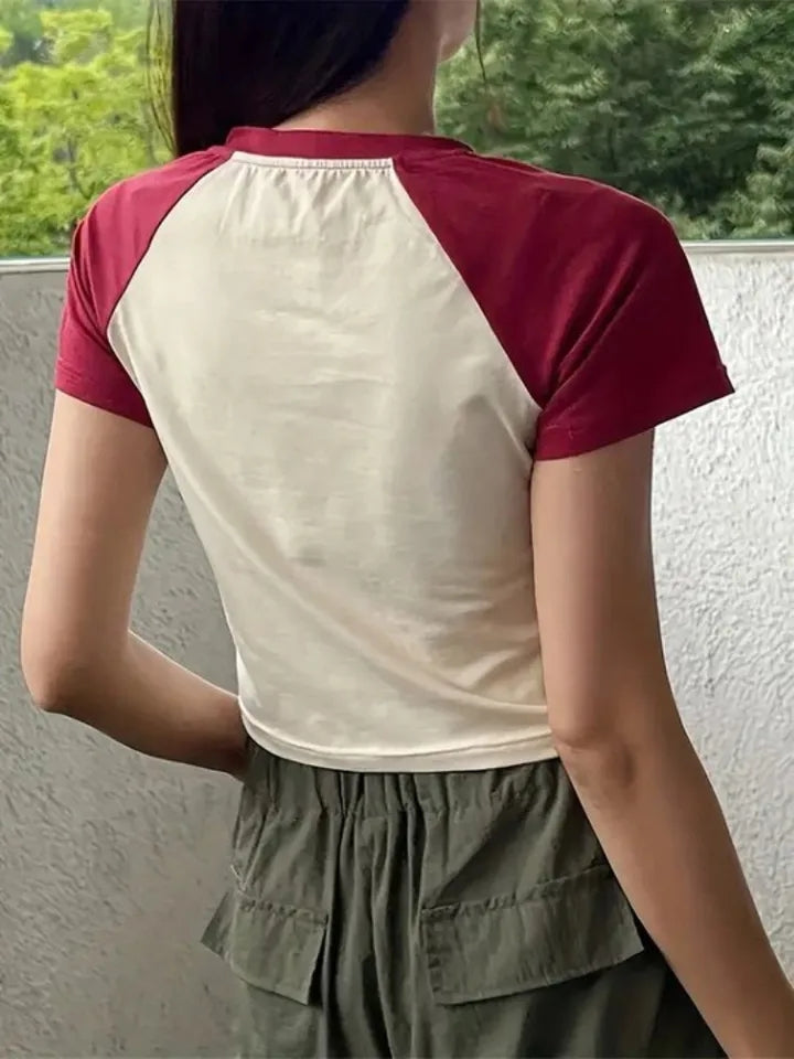 Hollow Star Print Crop T-Shirt