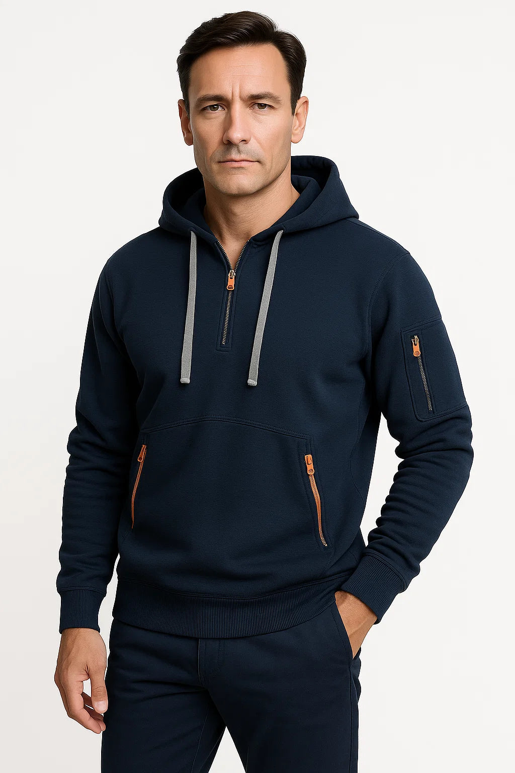 Men's Fleece Hoodie | Zip Detail | Maison Utility Knit