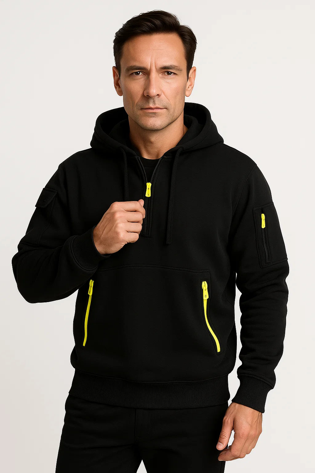 Men's Fleece Hoodie | Zip Detail | Maison Utility Knit