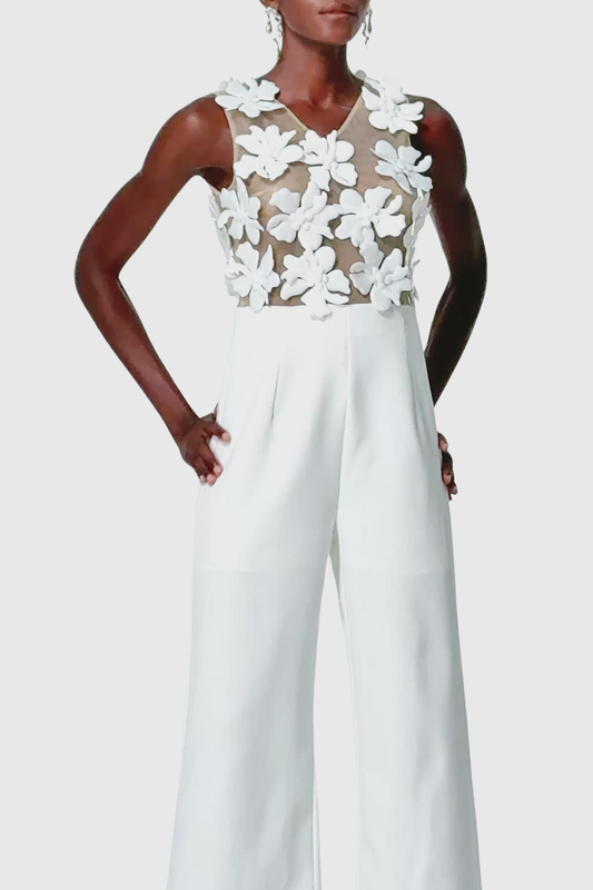 Hucko Floral Appliqué Jumpsuit