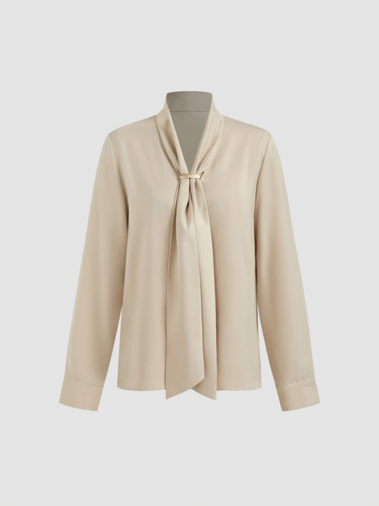 Chiffon Bow Tie Blouse | Long Sleeve | Regular Fit