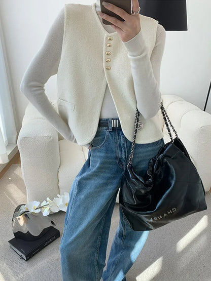 Atelier Knit Vest | Gold Button Detail | Regular Fit