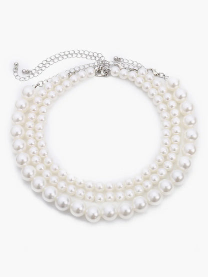 Bohemian Style Triple Layer Pearl Necklace