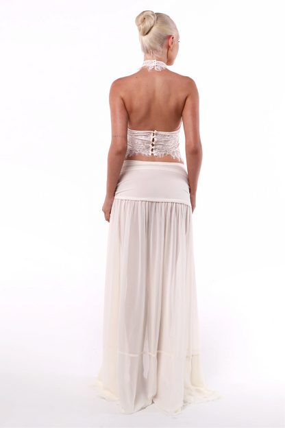 Elegant Lace Top & Flowing Skirt Set