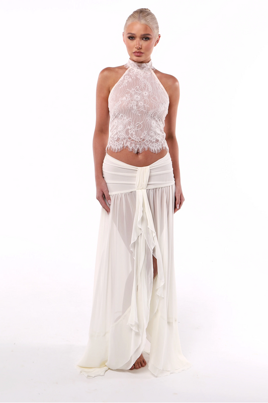 Elegant Lace Top & Flowing Skirt Set