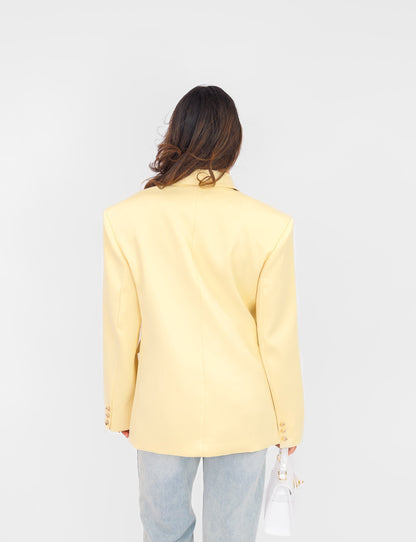 Structured Longline Blazer | Lemon Yellow | Modern Tailoring