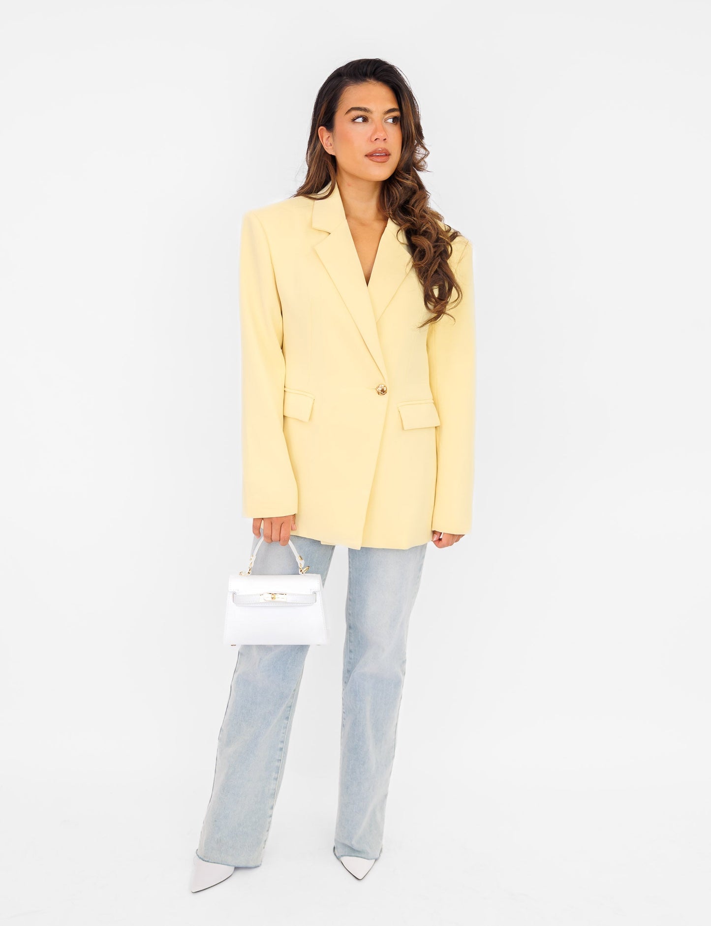 Structured Longline Blazer | Lemon Yellow | Modern Tailoring
