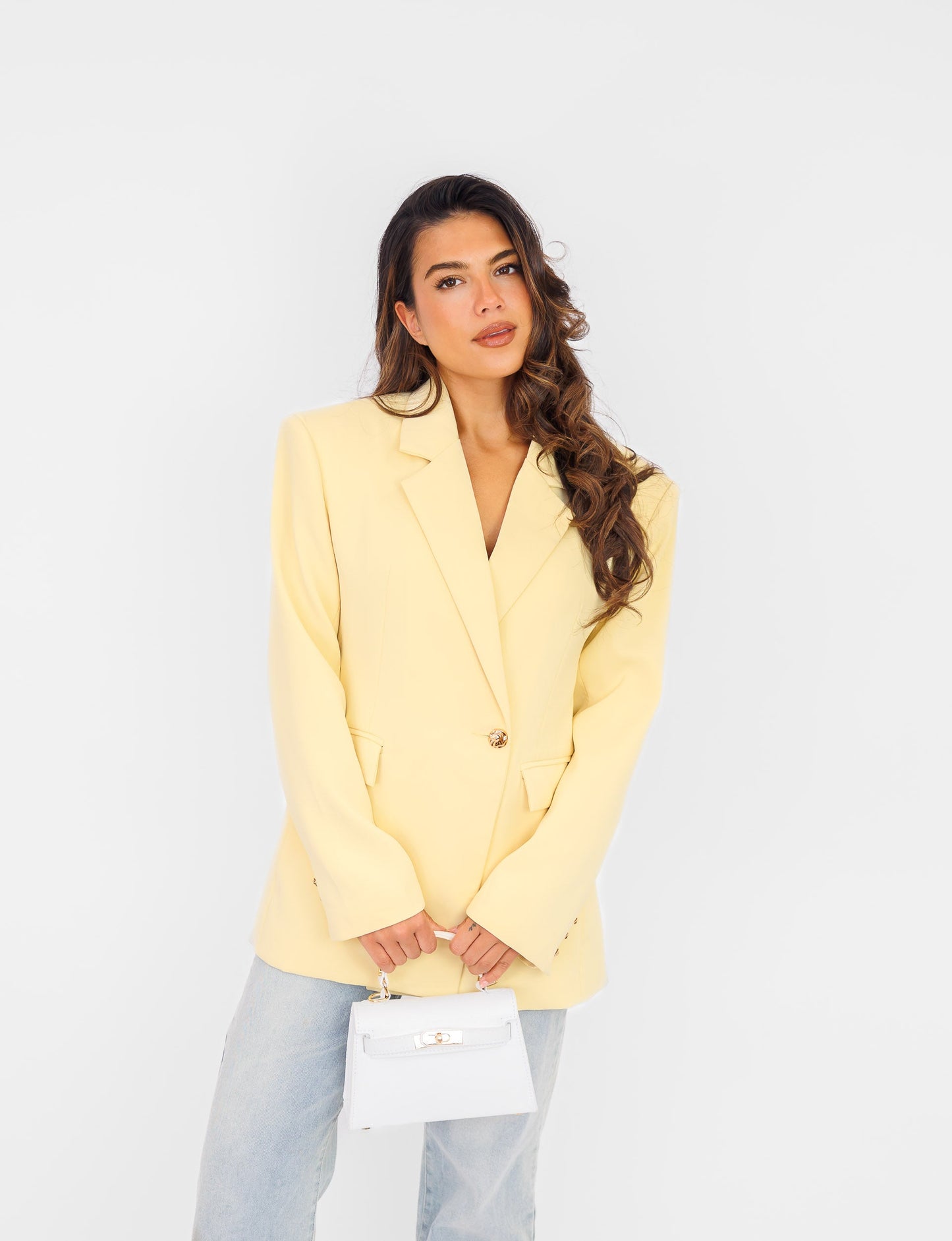 Structured Longline Blazer | Lemon Yellow | Modern Tailoring
