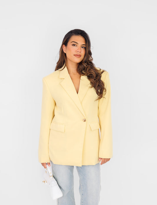 Structured Longline Blazer | Lemon Yellow | Modern Tailoring