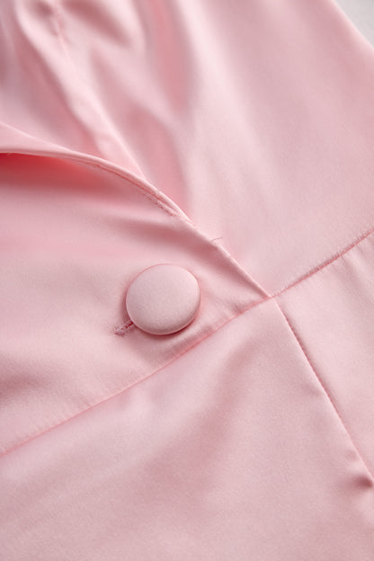Sleeveless Blush Pink Satin Blazer Dress