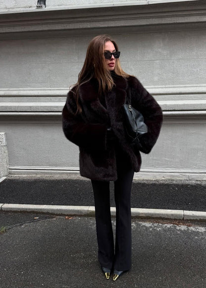 Velora Plush Faux Fur Coat – Soft Touch Winter Jacket