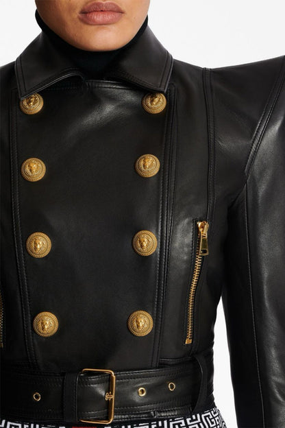 Izaiah Cropped Leather Jacket