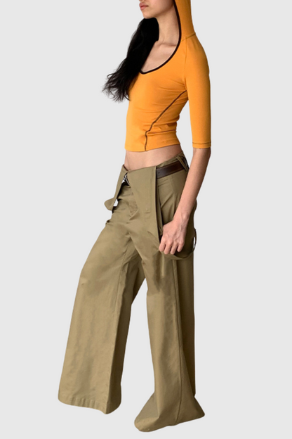 Jasleen V-neck Overalls - Khaki