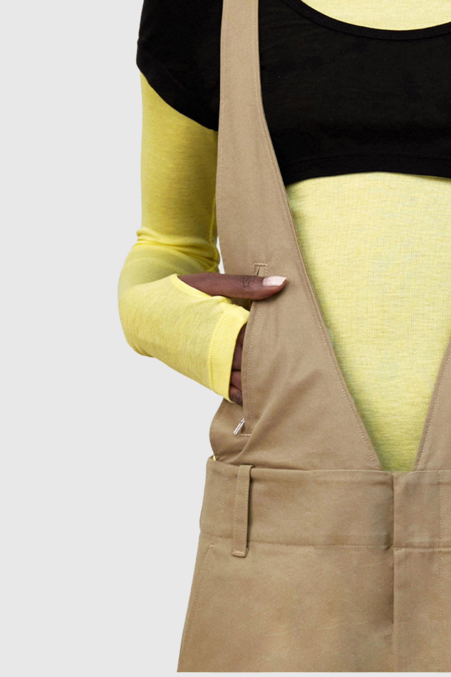 Jasleen V-neck Overalls - Khaki