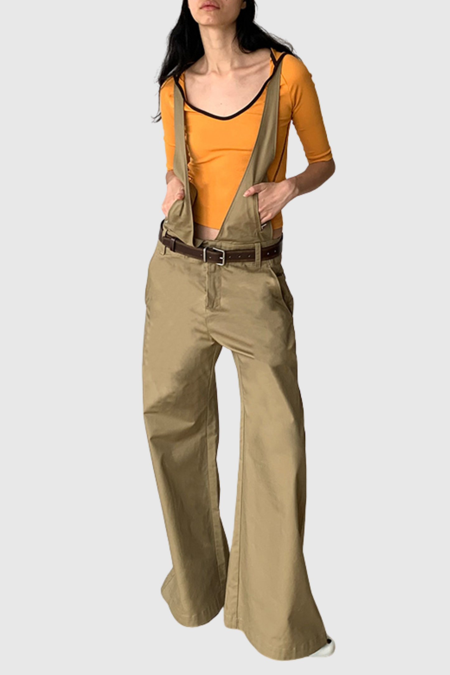 Jasleen V-neck Overalls - Khaki