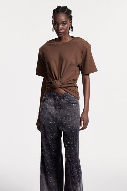 Jemma Ruch Twist T Shirt In Brown