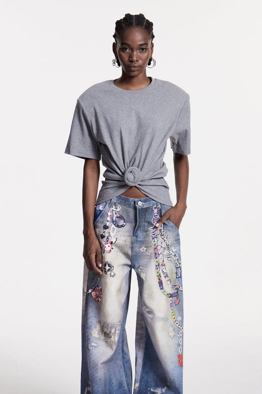 Jemma Ruch Twist T Shirt In Grey