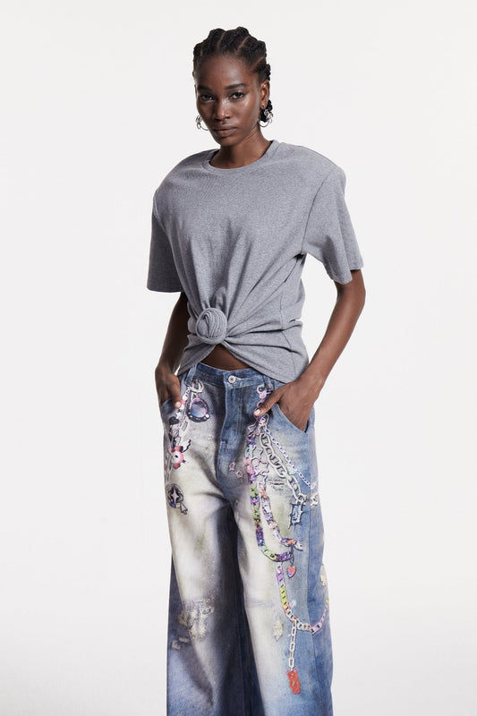 Jemma Ruch Twist T Shirt In Grey