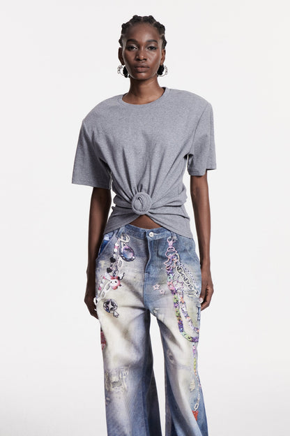 Jemma Ruch Twist T Shirt In Grey