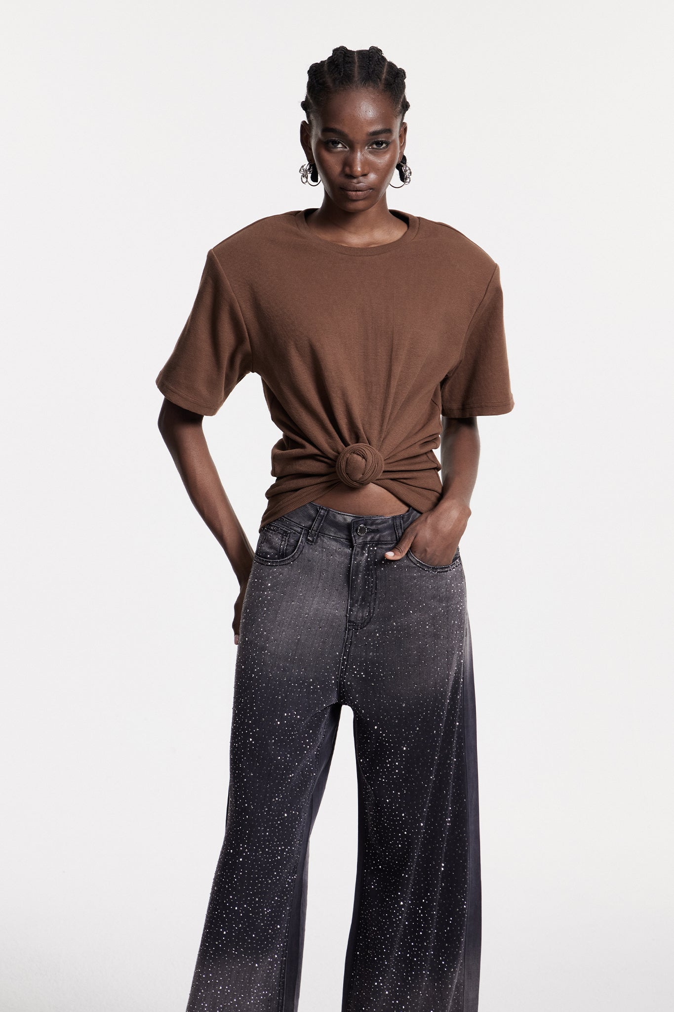 Jemma Ruch Twist T Shirt In Brown