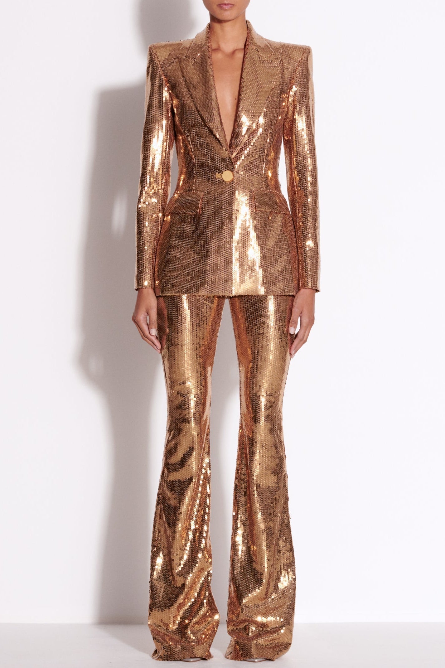 Joye Gold Sequin Blazer Two Piece Set