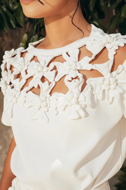 Juliete Floral Hollow See Through T-shirt