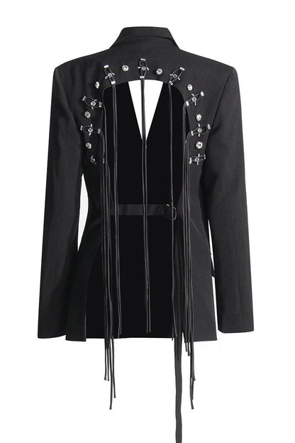 Kaler Fringed Backless Blazer