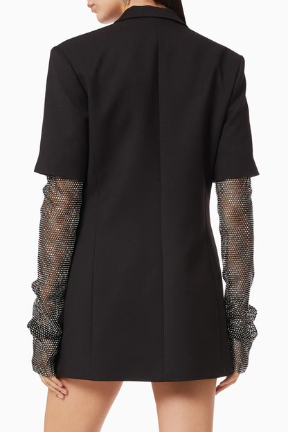 Kali Crystal Mesh Sleeves Blazer